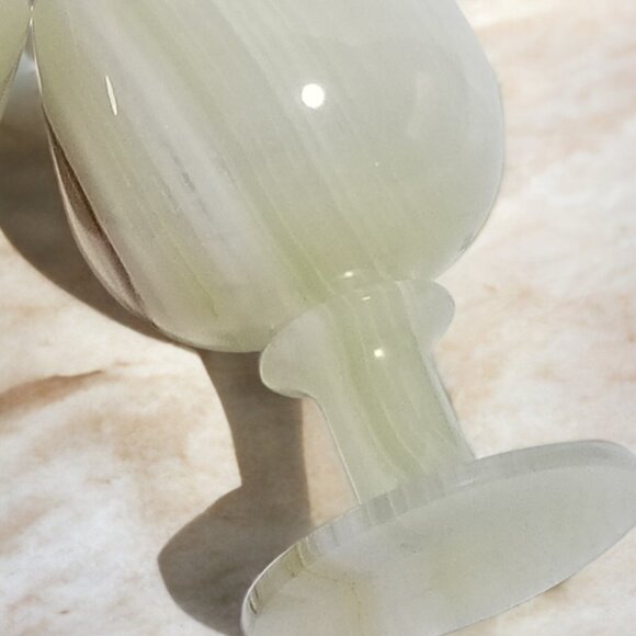 Vintage Onyx Marble Natural Stone Wine Glass Goblets- Set of Two - Picture 12 of 16
